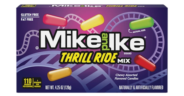 Mike and Ike Thrill Ride theater box candy.